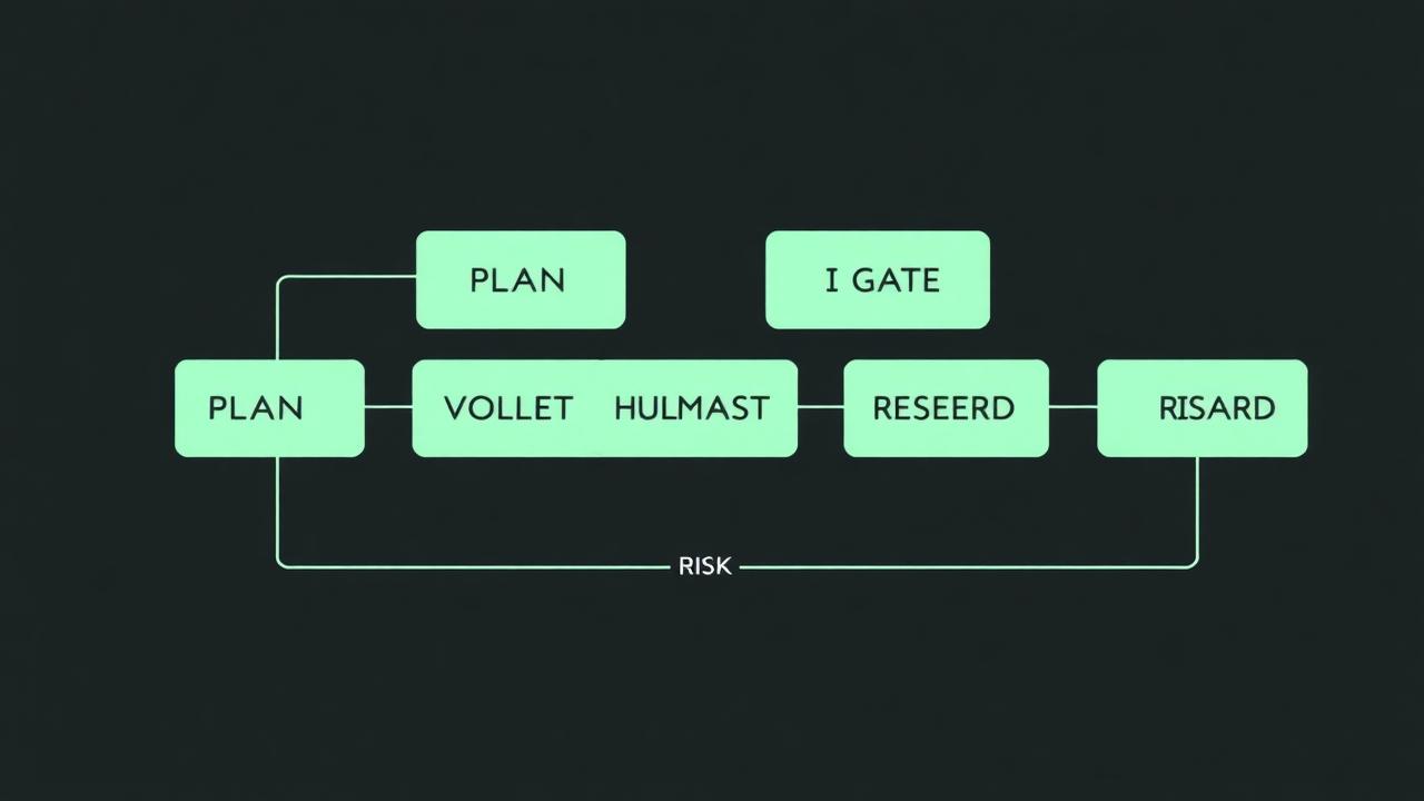 Agentic evidence loop with plan, collect, human gate and record steps, and a dashed bypass arrow from collect straight to record marked as risk.